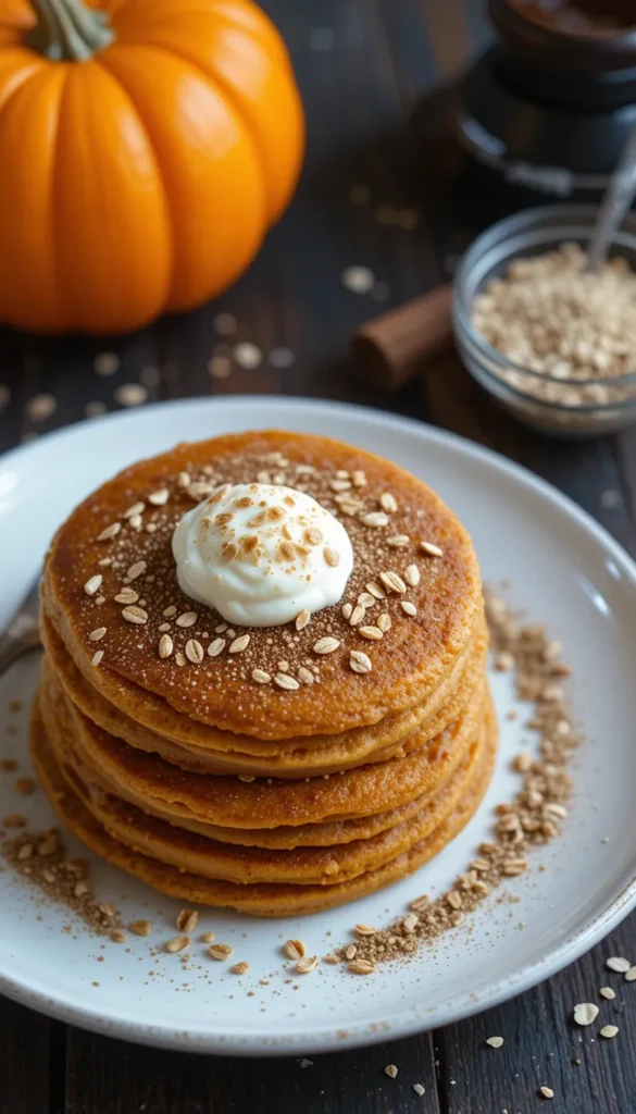 Pumpkin Oat Pancakes on plate