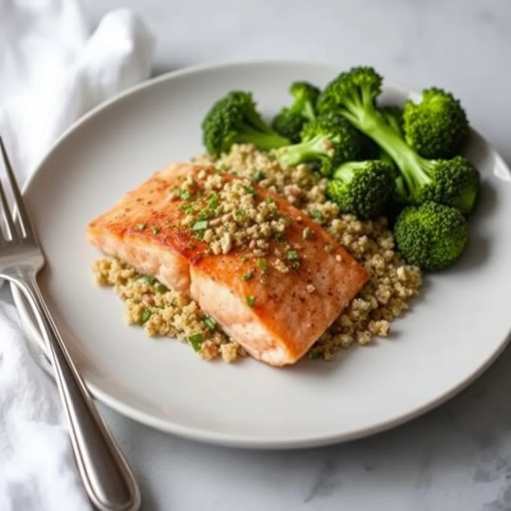 Baked Salmon with Quinoa and Broccoli - Healthy science-backed kids meal.