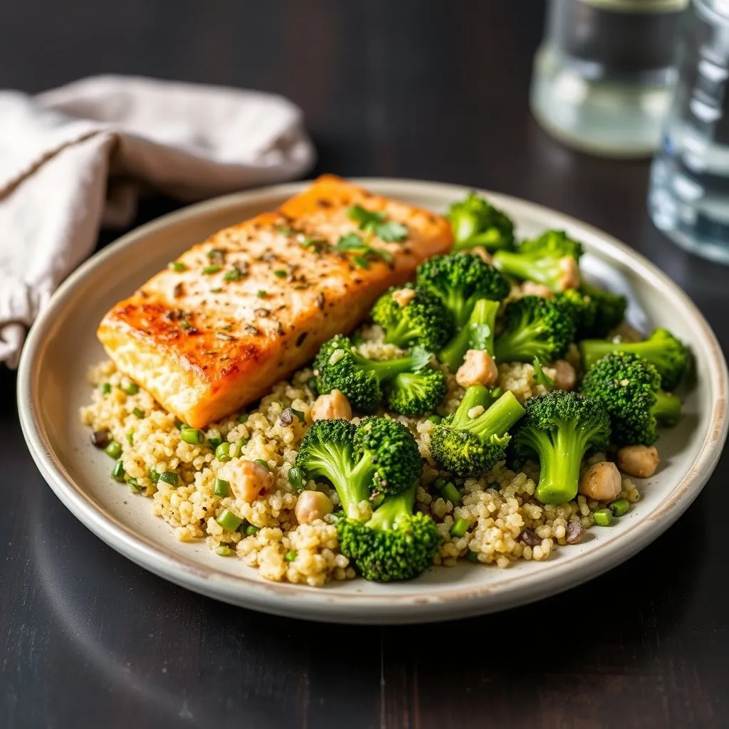 Baked Salmon with Quinoa and Broccoli