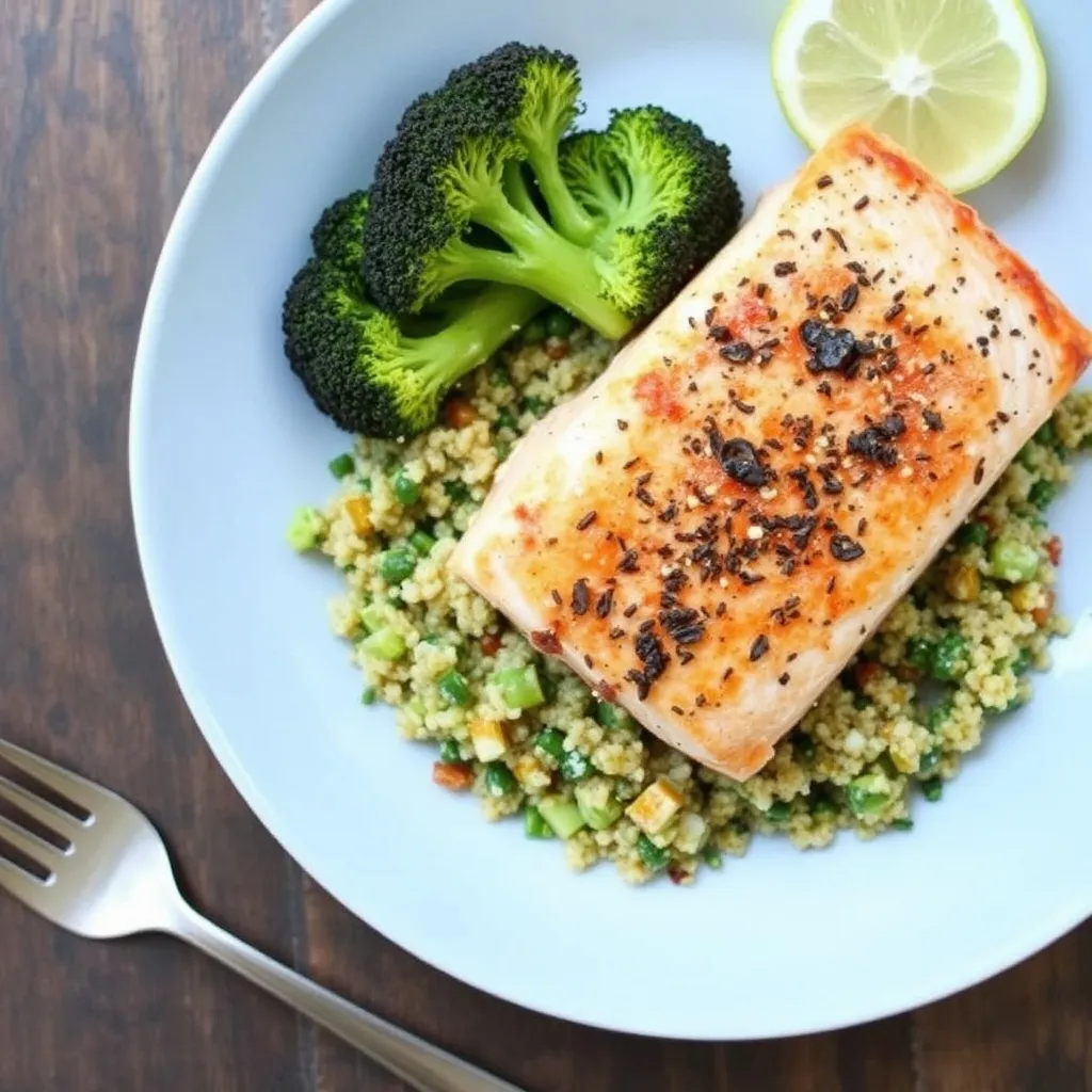 Baked Salmon Quinoa Broccoli Healthy Lunch