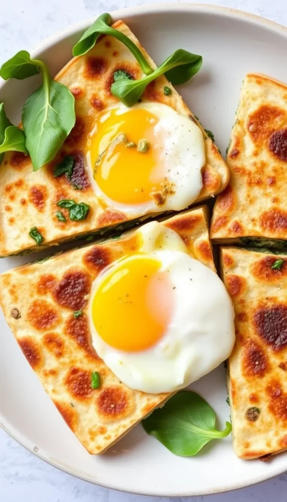 delicious Egg and Spinach breakfast quesadillas