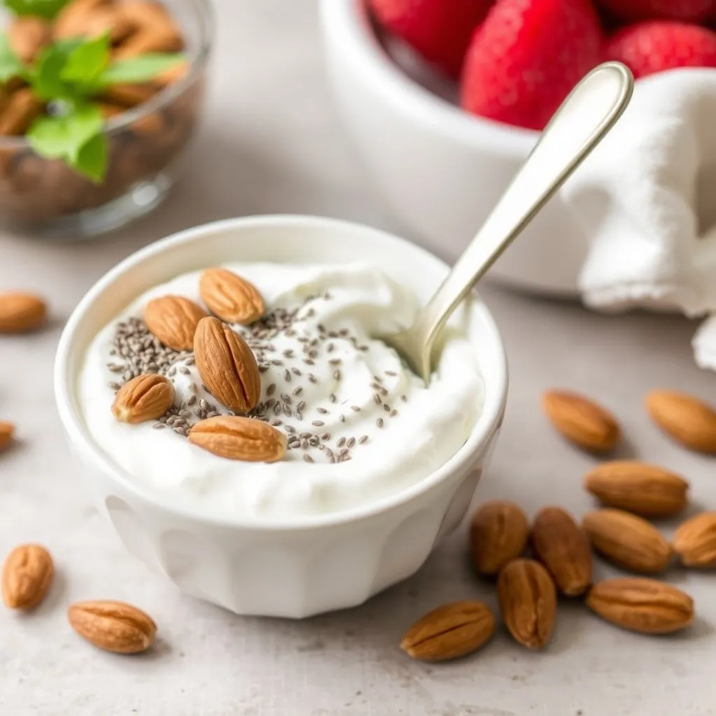 Greek yogurt with chia seeds and almonds3