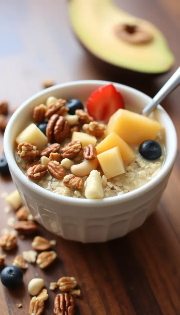 Oatmeal with Fresh Fruits variation-Nutty Crunch