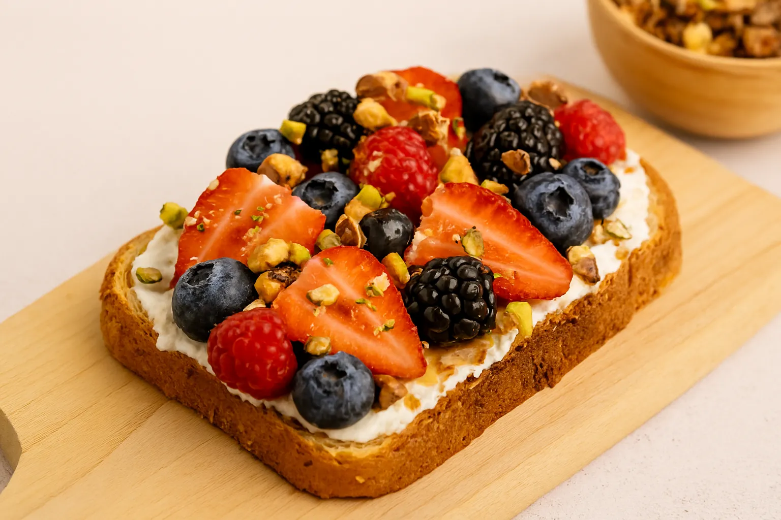 ricotta strawberry toast variation called nutty delight