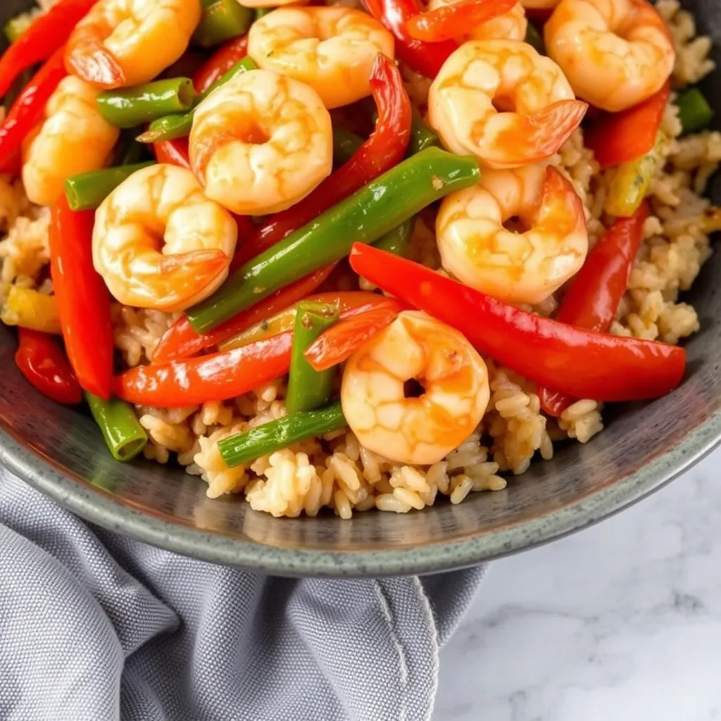 Shrimp Stir fry with Bell Peppers and Brown Rice1 resultat