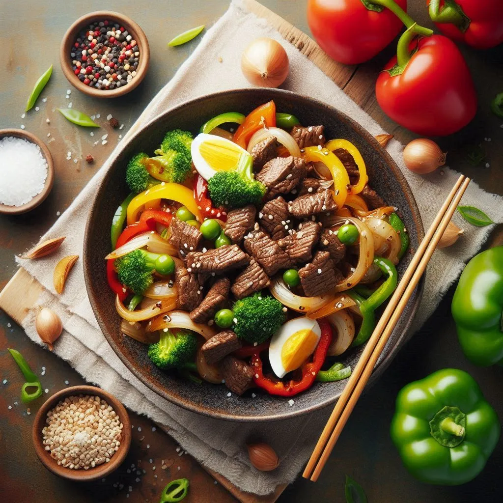 Stir Fry Beef Recipe with a kid friendly background resultat resultat