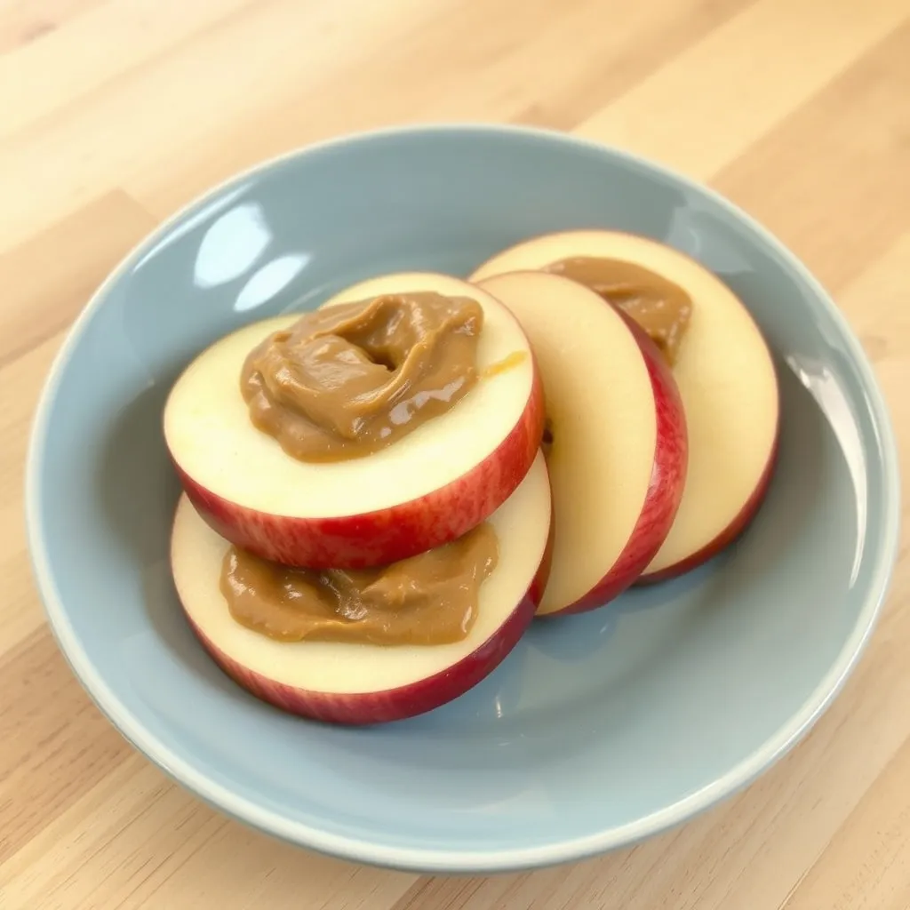 a very high-fiber snack apple slices with peanut butter