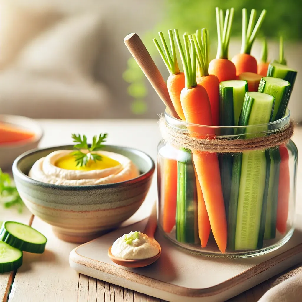 Carrot and Cucumber Sticks with Hummus 2