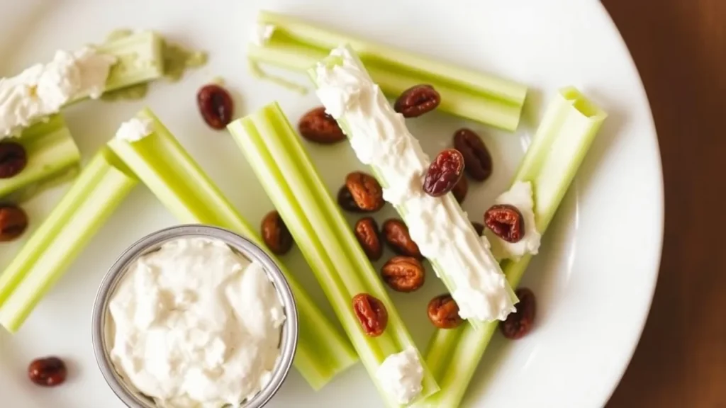 Celery Sticks with Cream Cheese and Raisins resultat