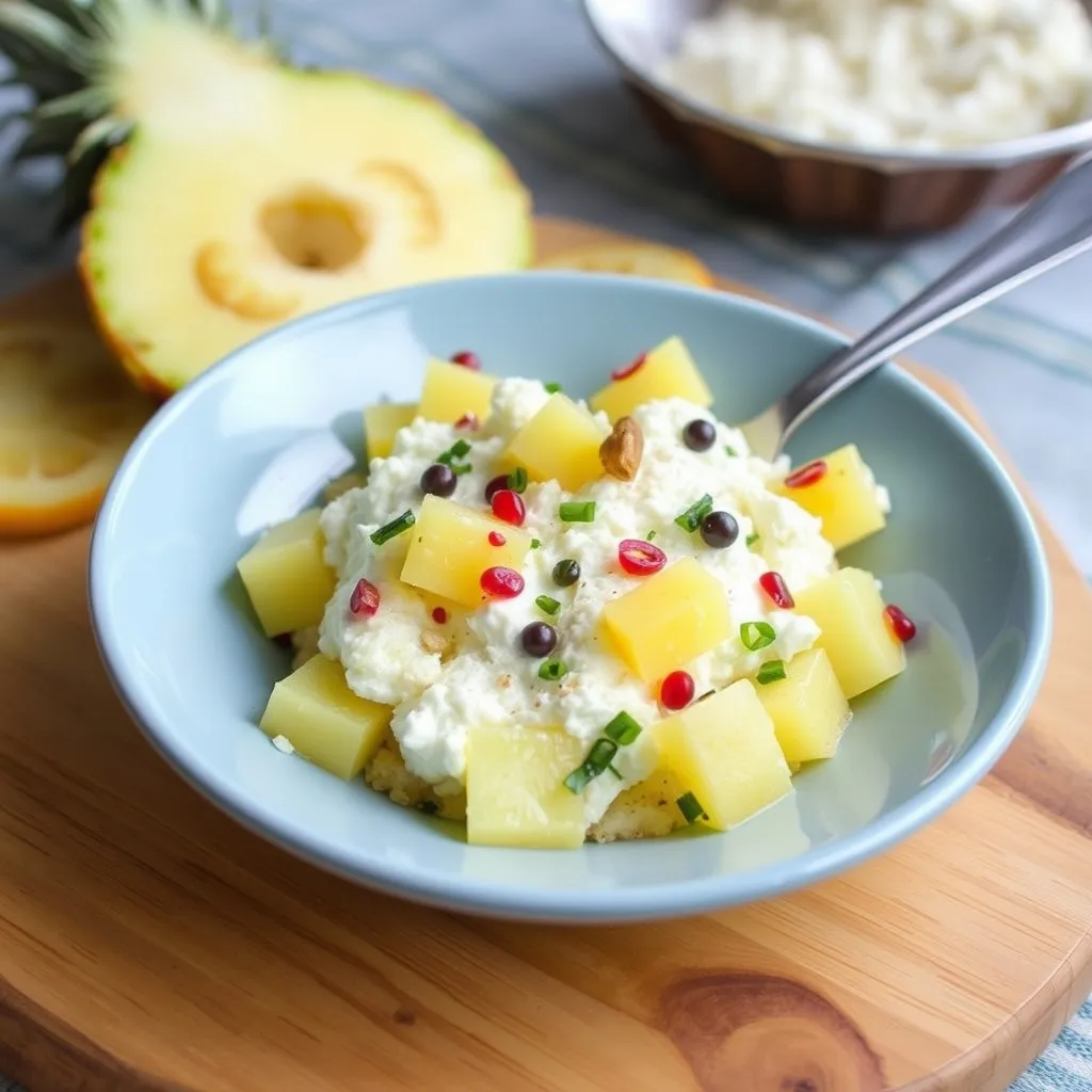 a good high protein healthy snack:cottage cheese with pinapple