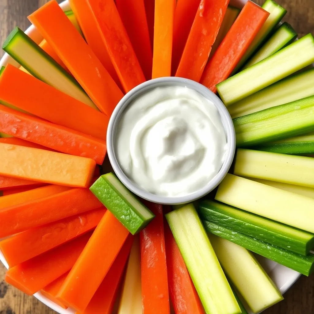 a good example of Low-Sugar Snacks : Veggie sticks with greek yogurt dip