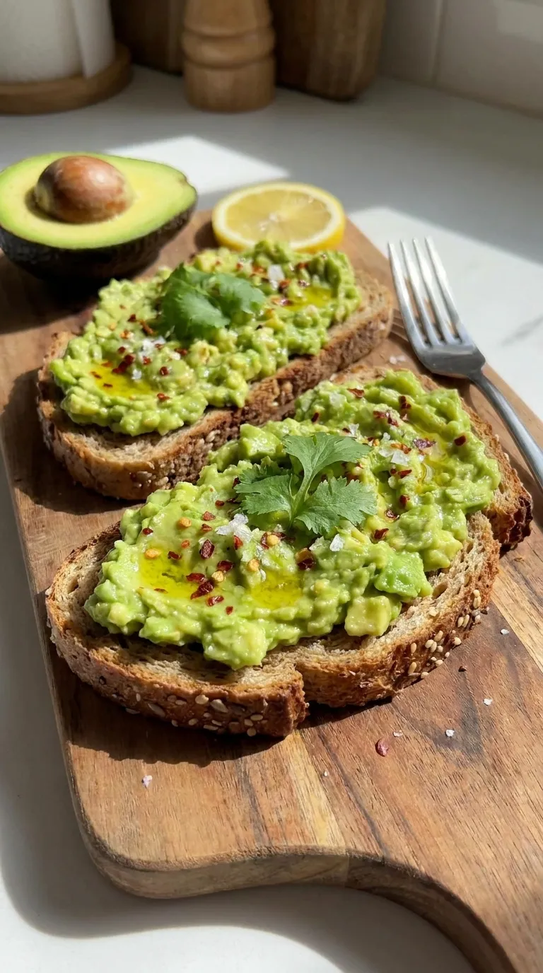 Whole grain toast with mashed avocado — low sugar snack for kids