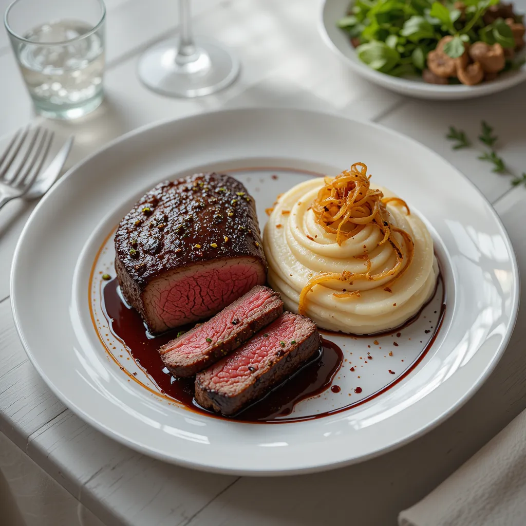 grilled steak with mashed potatoes resultat