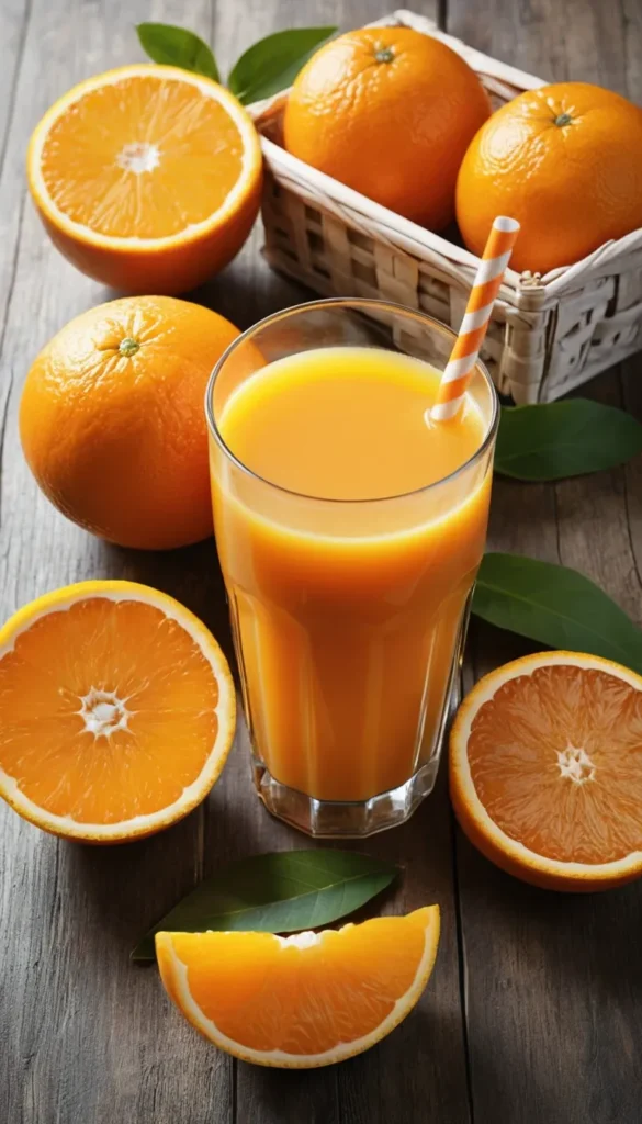 Glass of fortified orange juice with calcium and vitamin D — fortified drinks for kids