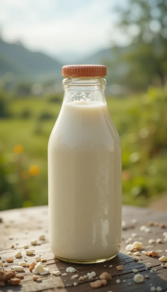 Glass of fortified milk enriched with calcium and vitamin D — fortified drinks for kids