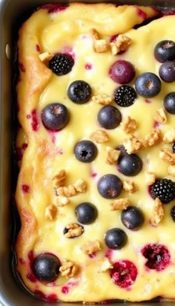 Nutty berry strata variation with chopped almonds and walnuts — berry strata recipe with crunchy texture
