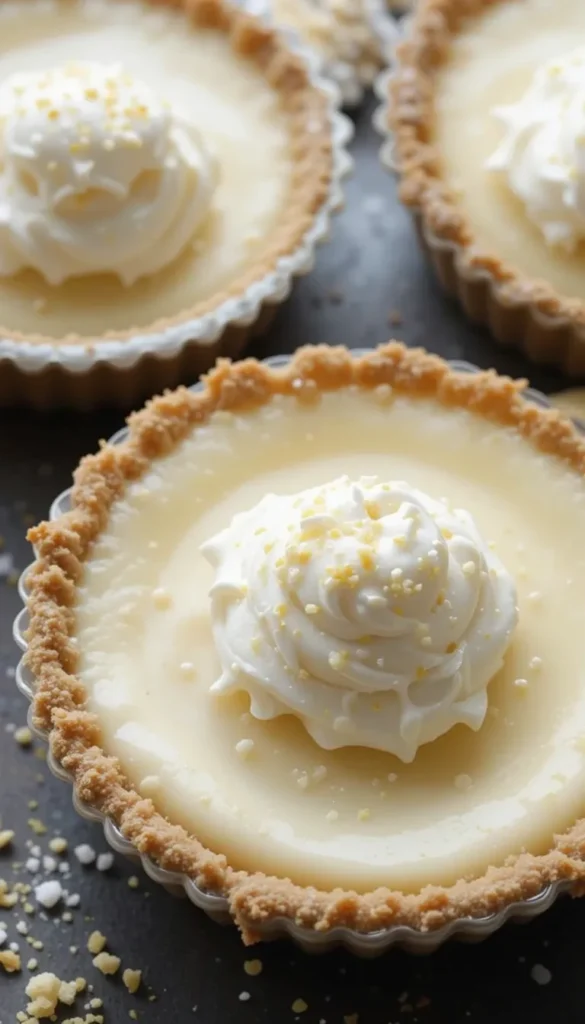 Extra creamy baby lemon impossible pies with whipped cream topping — citrus snack for kids