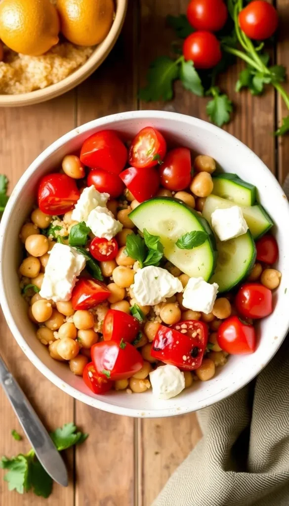 An example of vegetarian dinner bowls: Mediterranean Chickpea