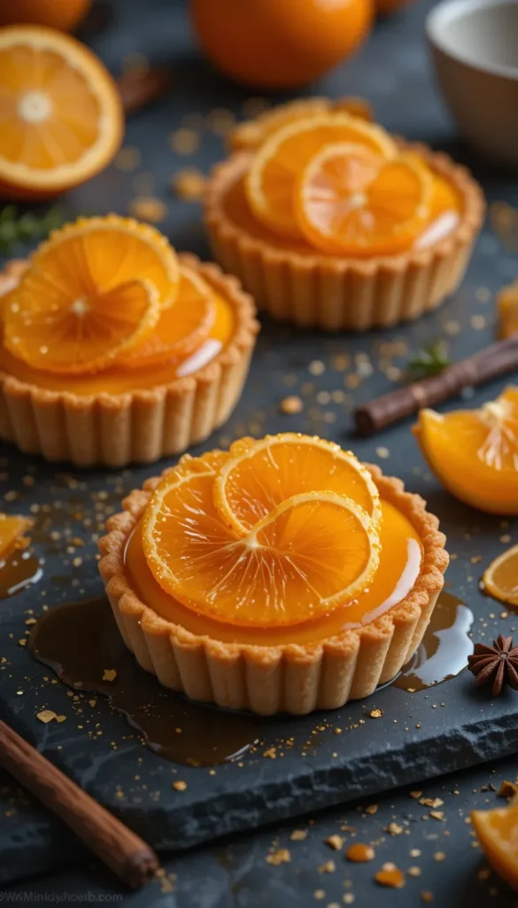 Zesty Orange Custard Tarts with Caramelized Orange Slices