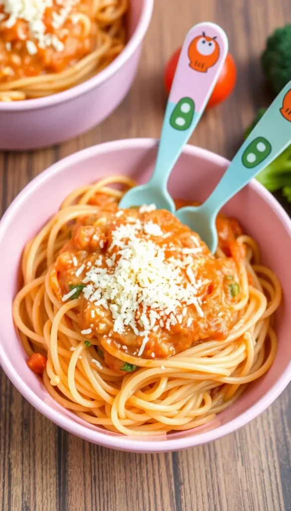 Easy Spaghetti recipe_creamy cheese enhanced veggie spaghetti