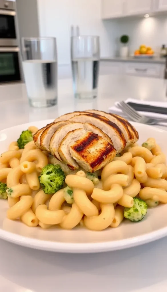a plate of a Creamy Broccoli Mac & cheese recipe