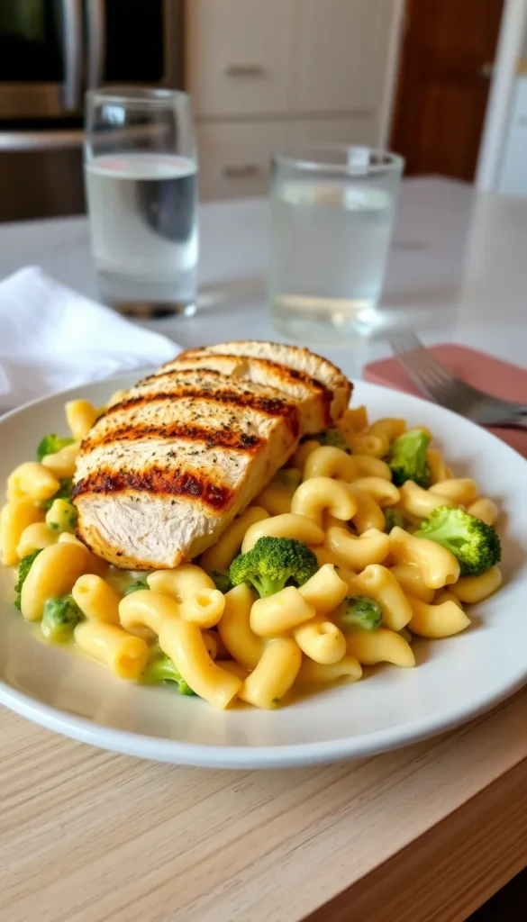 A hearty plate of creamy broccoli mac & cheese