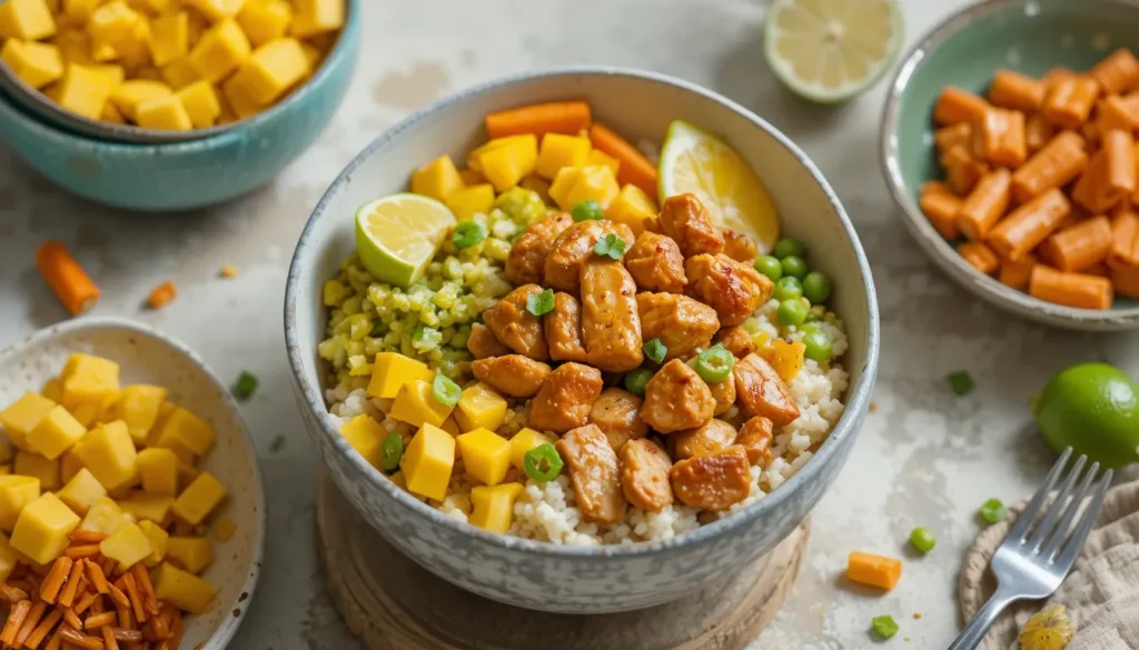 a ginger chicken bowl for kids  