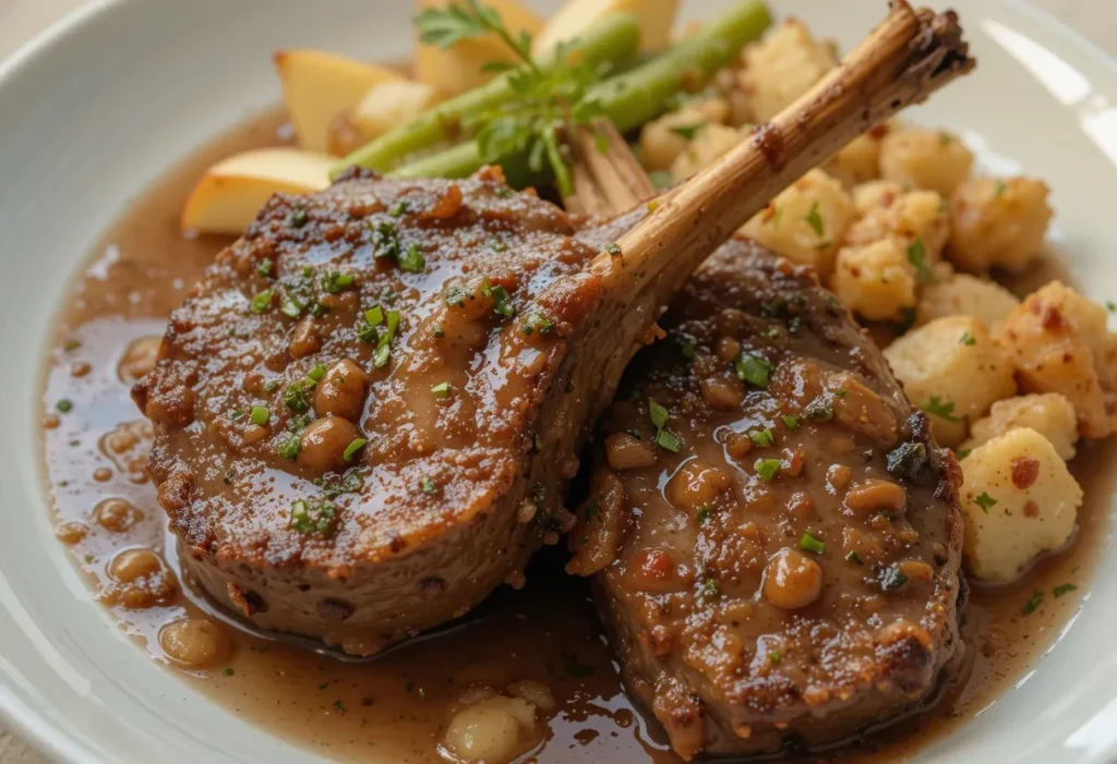 Quick Pan-Seared Lamb Chops_Lamb chops with apple sauce